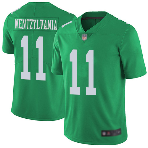 Men Philadelphia Eagles #11 Carson Wentz Limited Green Rush Vapor Untouchable NFL Jersey Wentzylvania->nfl t-shirts->Sports Accessory